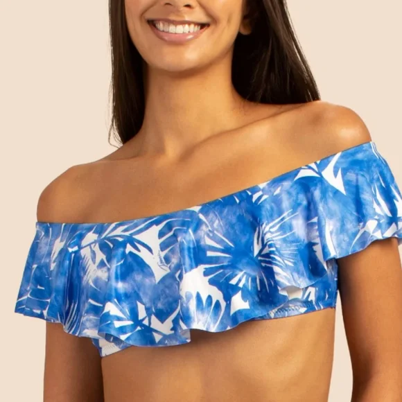 TRINA TURK Basque Off The Shoulder Ruffle Bikini Top ~ NEW - Picture 1 of 10